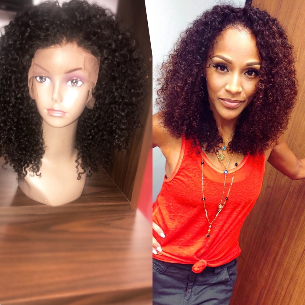 16” 360 Lace Frontal Wig Deep Curly Human Hair Wig
